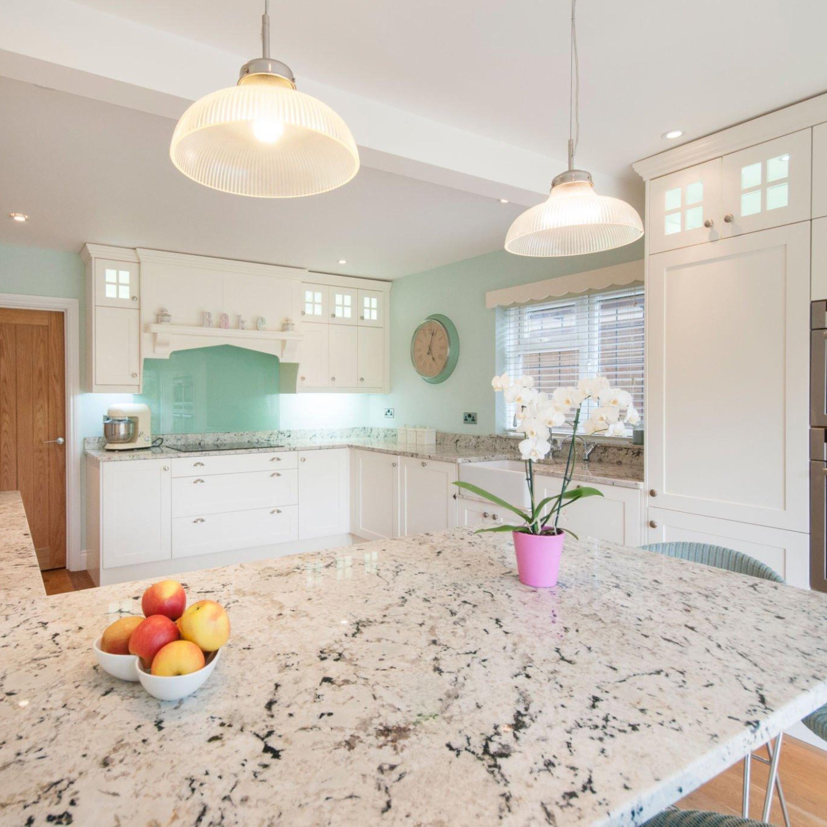 kitchen with marble counter top